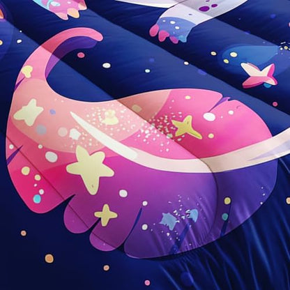 Nttopship Cartoon Axolotl Comforter Bedding Set with 2 Pillowcase King Size Pink Salamander Comforter Set for Kids Boys Girls Bedroom Decor