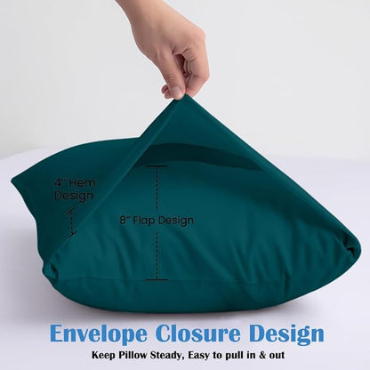 Comfort Beddings King Pillowcases Set of 4 – 100% Organic Cotton, 600 Thread Count Sateen, Soft & Comfy Pillow Covers with Envelope Closure, Teal, King Size 20 x 40 Inches
