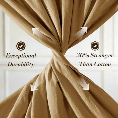 SONORO KATE 100% French Linen Full Size Sheets Set,Natural Flax Bedding