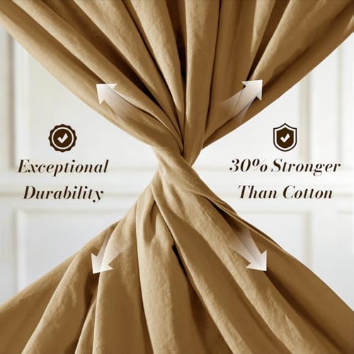 SONORO KATE 100% French Linen Cal King Size Sheets Set,Natural Flax Bedding
