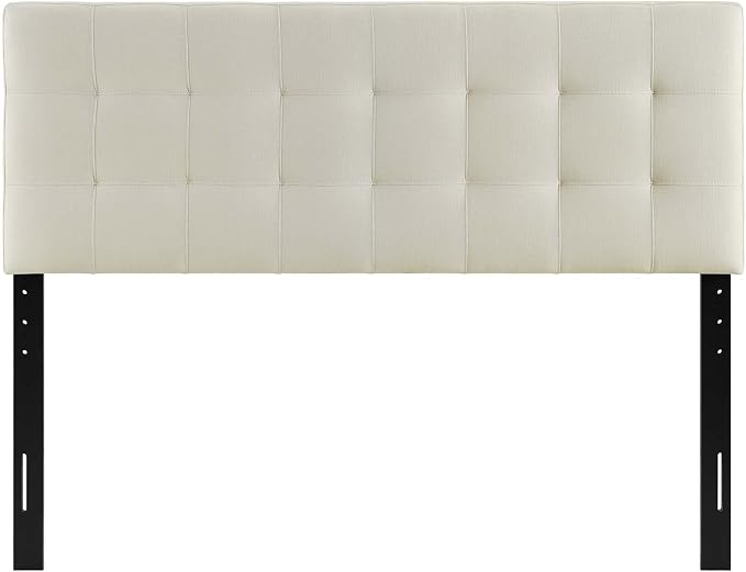 Modway Lily Tufted Linen Fabric Upholstered King Headboard in Ivory