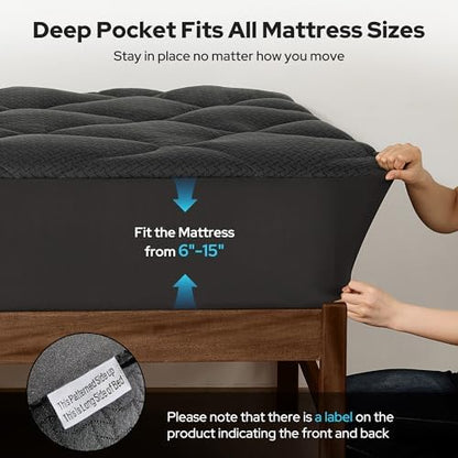 BEDLORE Waterproof Twin XL Mattress Pad, Breathable Mattress Protector for College Dorm Room Essentials with 6-15 Inch Deep Pocket, Noiseless Quilted Fitted Mattress Topper Bed Cover
