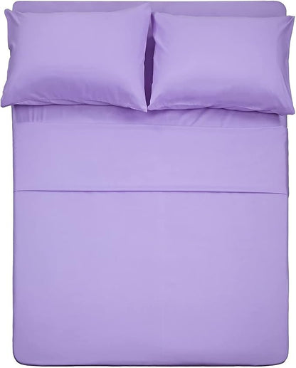 Twin XL Sheets Set 4 Piece Extra Soft Cooling Bed Sheets - Hotel Luxury 1800 Bedding Sheets & Pillowcases - 1 Flat Sheet,1 Fitted Sheet and 2 Pillow Cases - Deep Pocket up to 16" (Lavender)