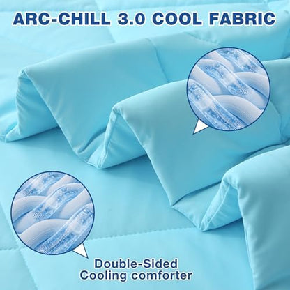 Viviland Cooling Blanket for Hot Sleepers, Cooling Comforter King Size, Breathable Lightweight Double-Sided Summer Blanket, Comfortable Soft All Season Blue 106 x 90 inches