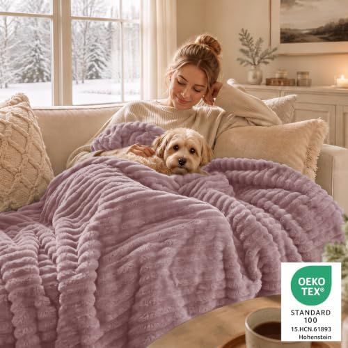 CozyLux Fleece Twin Comforter Set, 2 Piece Winter Warm Dusty Pink Bedding