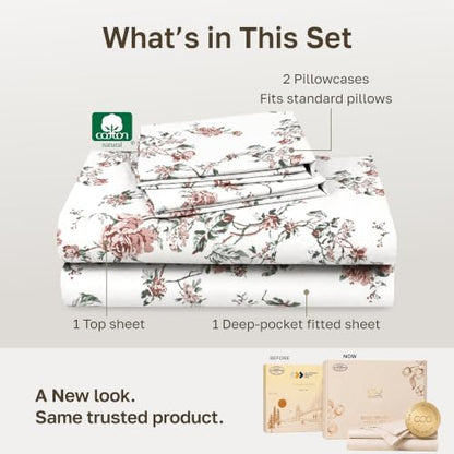 California Design Den Soft 100% Cotton Sateen Queen Sheet Set, 4 Pcs