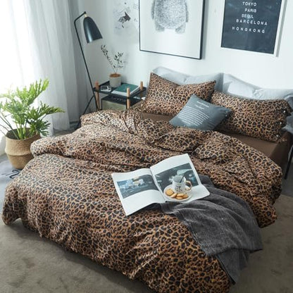 Leopard Print Twin XL Comforter Set 3 Pieces Animal Cheetah Printed Comforter with 2 Pillowcases Fluffy Soft Microfiber Bedding Set Farmhouse Leopard Comforter Set Boho Bed Comforter Twin XL Size
