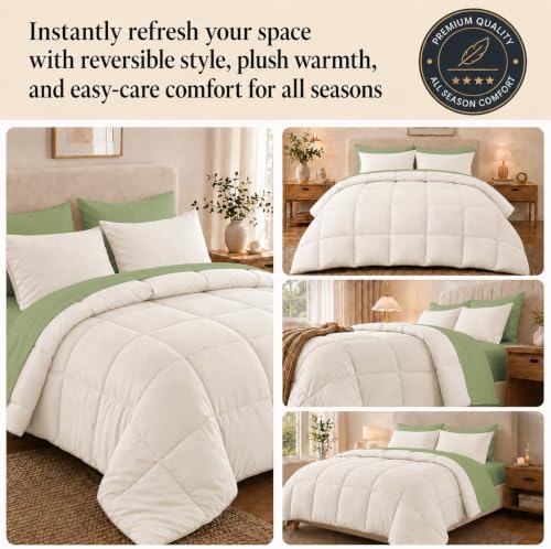 Anluoer Full Size Comforter Sets, 7 Piece Bed in a Bag Full Bedding Sets
