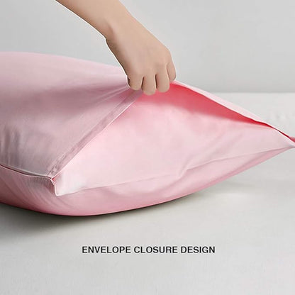 FLXXIE Pillow Cases Queen, Soft Microfiber Pillow Covers with Envelope Closure, Wrinkle Resistant Pillowcases, 2 Piece Set, 20x30, Pink