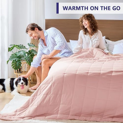 yescool King Size Weighted Blanket for Adults 25lbs, 80” x 87”, Pink Grey