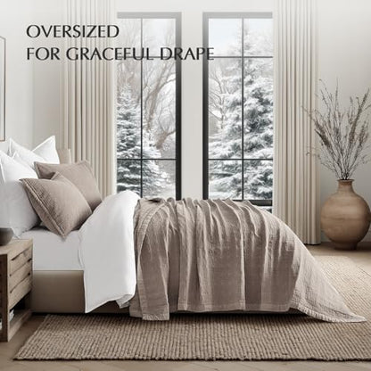 EVERGRACEHOME Stonewashed Cotton Quilt Set, Queen Size, Truffle Taupe Brown
