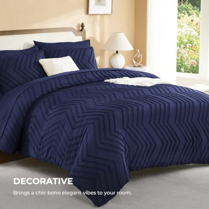 Litanika Super King Comforter Set with Sheets, 7 Pieces Boho Bed Set