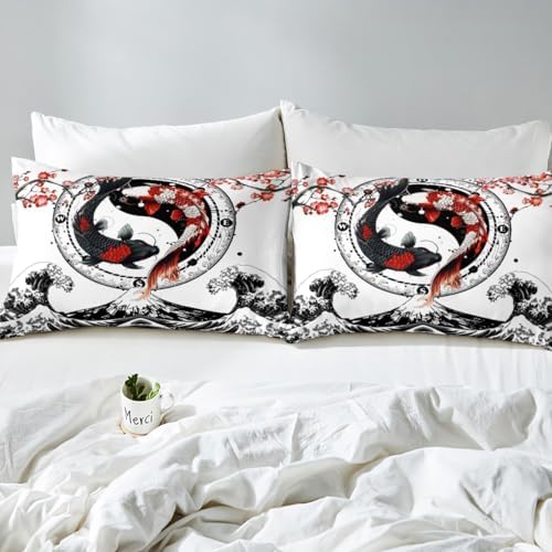 Feelyou Koi Fish Duvet Cover Queen Size Boys Girls Teens