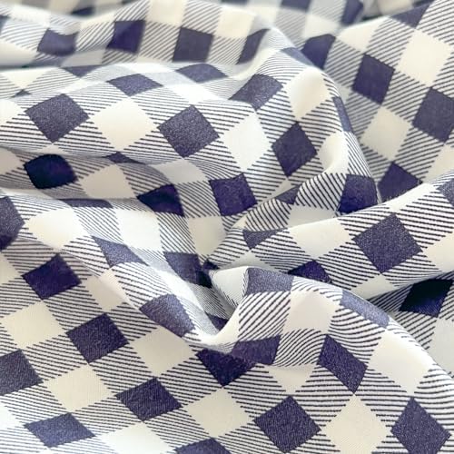 NSNLGSGC Navy Gingham Duvet Cover Set, Queen, Dark Blue Grid