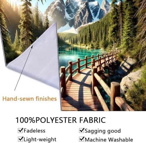 FENDROM Snow Mountain Forest Tapestry Scenic Green Pine Tree Lake Landscape Backdrop Wall Mural Covering for Dorm Living Room Decor