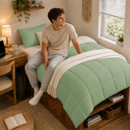Anluoer Twin Comforter Set, 5 Piece Bed in a Bag Twin Bedding Sets