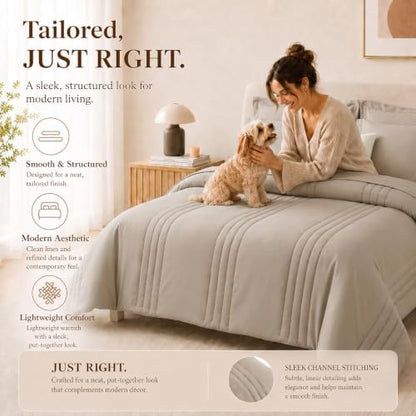 CozyLux Full Size Comforter Sets Wheat- 7 Pieces Bed in a Bag