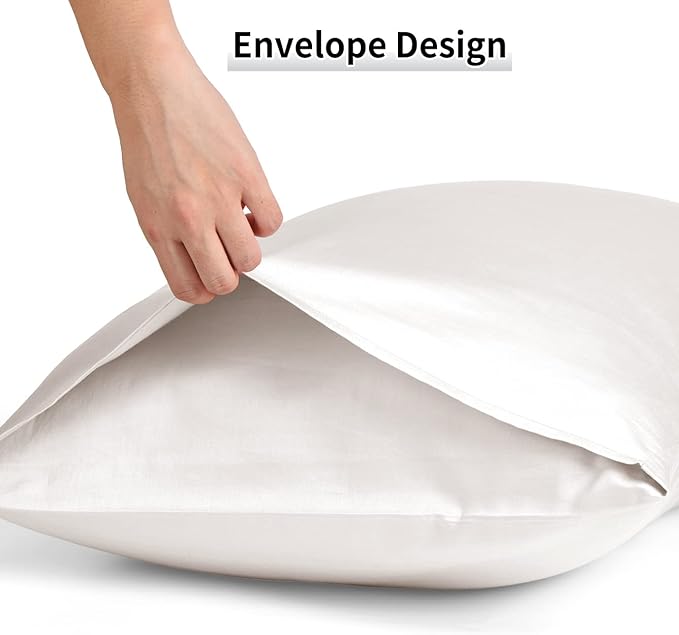 Warmstar Cotton Pillow Cases Standard Size Set of 2, 600 Thread Count Pillowcases 20x26 Inches, Soft Long Staple Cotton Pillowcases Breathable with Envelope Closure,White
