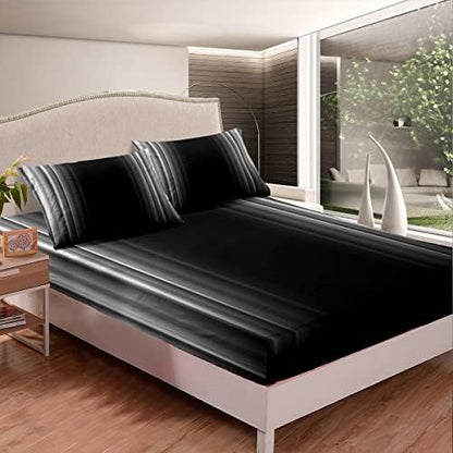 Feelyou Geometric Abstract Ombre Sheet Set Men Adults Teens Grey Gray and Black Striped Bed Sheets Kids Boys Girls Simple Modern Sheetswith 2 Pillowcases 4Pcs Bedding Full