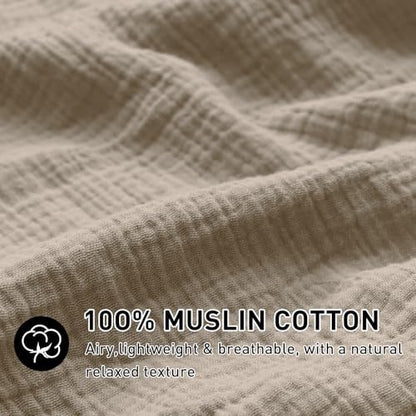 EMME Muslin Cotton Duvet Cover Set Linen Like Khaki Twin
