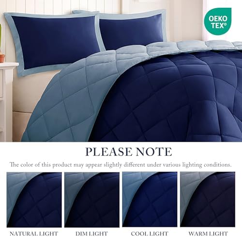 Madison Park Larkspur Comforter Set, Twin/Twin XL, 2 Piece, Navy/Light Blue