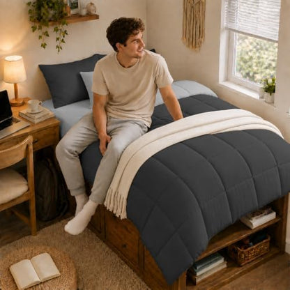 Anluoer Twin Comforter Set, 5 Piece Bed in a Bag Twin Bedding Sets