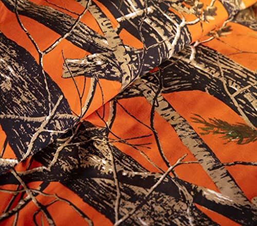 Chezmoi Collection Salem 2-Piece Cabin Lodge Forest Woods Comforter Set - Nature Camo Tree Leaves Printed Soft Microfiber Bedding - Orange, Twin