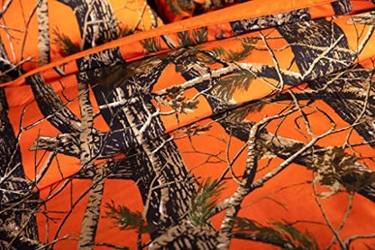 Chezmoi Collection Salem 2-Piece Cabin Lodge Forest Woods Comforter Set - Nature Camo Tree Leaves Printed Soft Microfiber Bedding - Orange, Twin