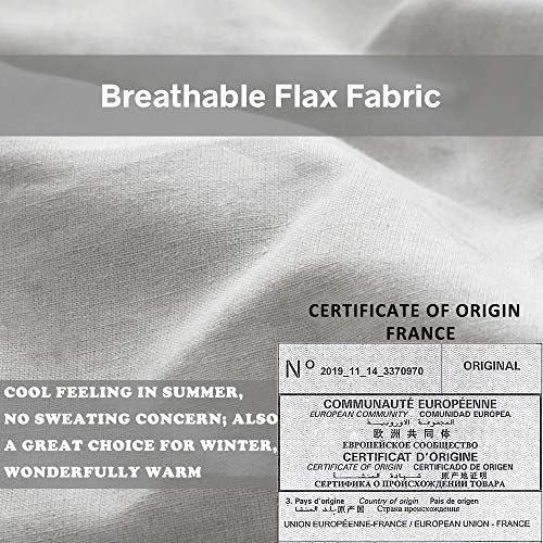 Simple&Opulence 100% French Linen Euro Shams with Embroidery (26'' x 26'') - Pack of 2 - Pre Washed Solid Color Natural Flax Soft Breathable - Grey