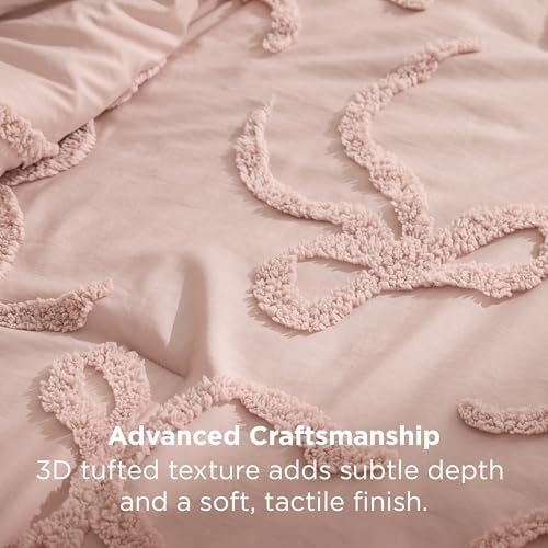 Bedsure Tufted Rose Pink Twin/Twin XL Comforter, GentleSoft™ 2 Pieces Bow Cute Bedding Pink Room Decor, Gifts for Girls Teens Women, All Seasons, 1 Bed Comforter, 1 Pillow Shams, 68x88 Inches