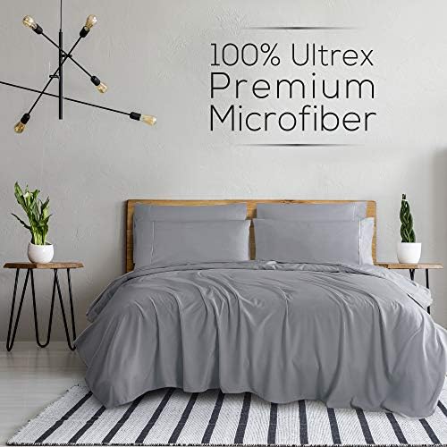 Mueller UltraTemp 6 PC Queen Sheet Set - Ultra-Soft Luxury Series, Cooling & Breathable Hotel Luxury Bed Sheets, Deep Pocket Wrinkle-Free Oeko-TEX, Light Gray