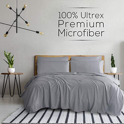 Mueller UltraTemp 6 PC Queen Sheet Set - Ultra-Soft Luxury Series, Cooling & Breathable Hotel Luxury Bed Sheets, Deep Pocket Wrinkle-Free Oeko-TEX, Light Gray