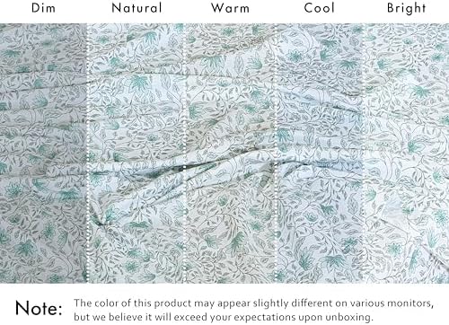 RUVANTI 100% Cotton Percale King Sheets, Crisp and Soft, Wildflower Nest