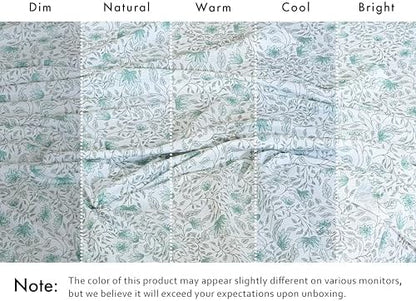 RUVANTI 100% Cotton Percale King Sheets, Crisp and Soft, Wildflower Nest