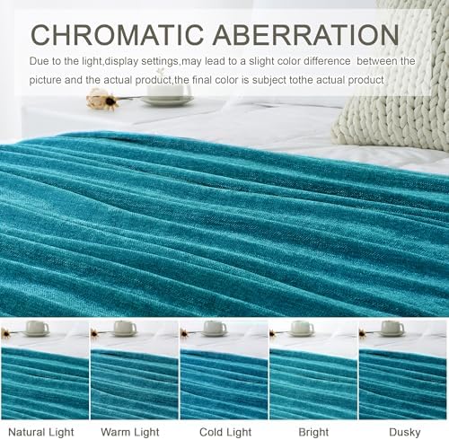 Chenille Throw Blanket for Couch 50" x 60", Teal