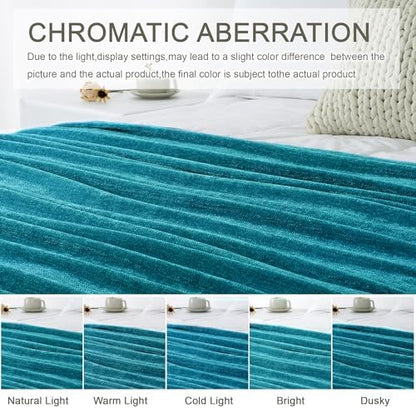 Chenille Throw Blanket for Couch 50" x 60", Teal