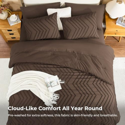 Litanika Brown Super King Comforter Set with Sheets, 7 Pieces Boho Bed Set