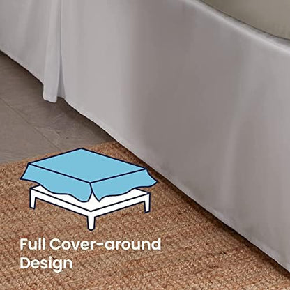 Premium Quality 800,TC Box Pleated 54x75 Full Size Bed Skirt 14" Inch Drop Length with Split Corners 100% Egyptian Cotton Easy Fit Wrinkle Free & Fade Resistance