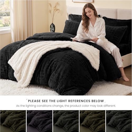 EXQ Home Waffle Comforter Set Twin Size, 2 Pieces Bed Set,Black