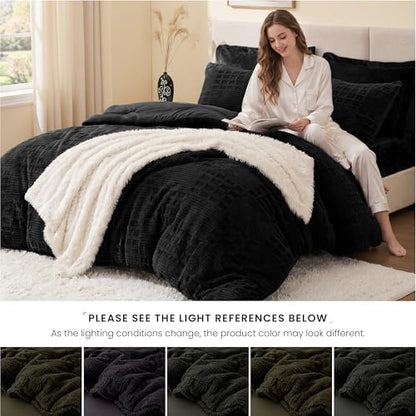 EXQ Home Waffle Comforter Set Twin Size, 2 Pieces Bed Set,Black