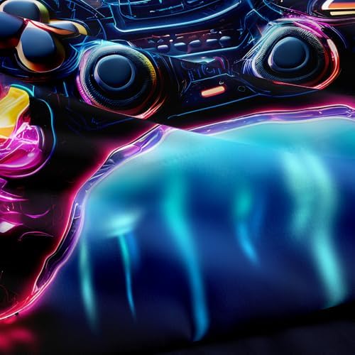 Gaming Comforter Set - Full 5PCS Bedding Set for Boys with Controller Design, Flat Sheet, Fitted Sheet, Pillowcase, Comforter