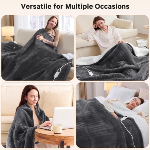 Heated Electric Throw Blanket,Heating Blanket, 50" x 60", Slate Grey
