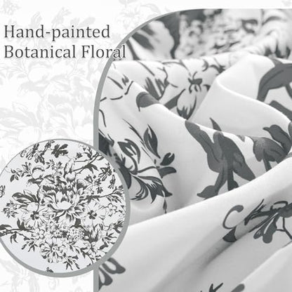 King Size Comforter Set 8 Pieces Grey Floral Bed in a Bag Comforter Sets
