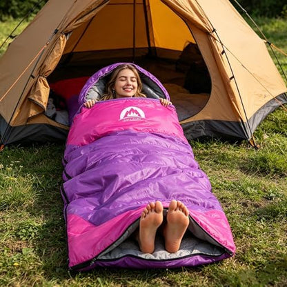 SWTMERRY Sleeping Bag 3 Seasons (Summer, Spring, Fall) Warm & Cool Weather - Lightweight,Waterproof Indoor & Outdoor Use for Kids, Teens & Adults for Hiking and Camping