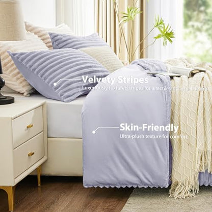 EXQ Home Fluffy Comforter Set Full Size,3 Pieces Bed Set,Purple