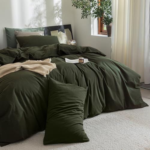 FOSSA Duvet Cover Set 100% Washed Cotton Linen Feel Full