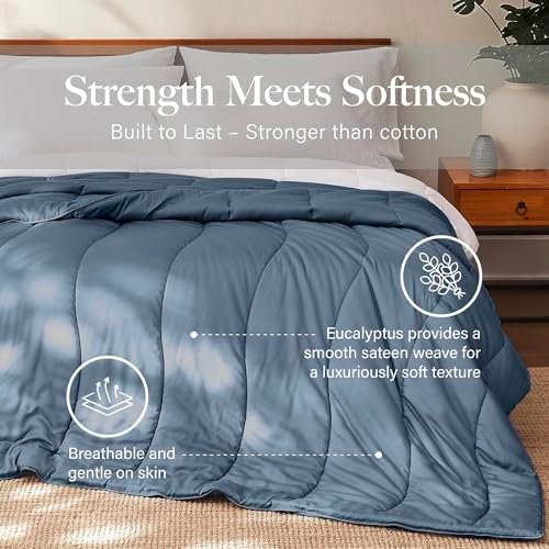 Modern Threads Tencel Lyocell Luxury Ultra Soft Down Alternative Comforter, Blue, Queen