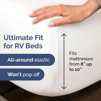Short Queen Size 4 Piece Sheet Set - RV Short Queen, Soft, Breathable and Cooling Bed Sheets Set with Deep Pockets - Hotel Luxury Bedding for Women, Men, Kids, Teens, Boys and Girls - Antique White