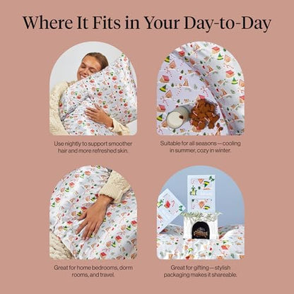 Kitsch x Elf Periwinkle Christmas Satin Pillowcase - King Size 19x36