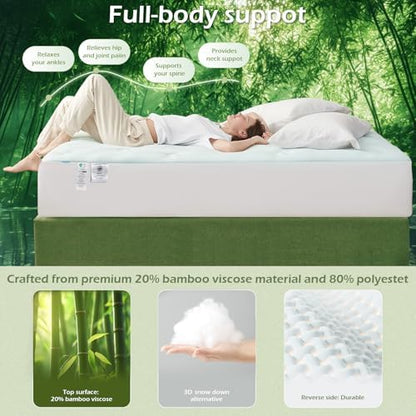 Hansleep California King Mattress Topper Memory Foam, Mattress Pad